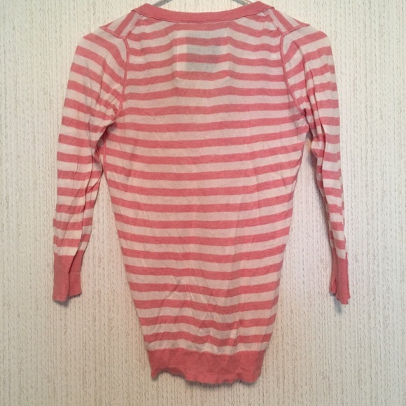 SOLD // Pink Striped 3/4 Sleeve V Neck Top - Picture 6 of 6
